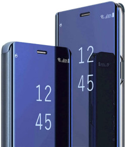 Калъф тефтер огледален CLEAR VIEW за Samsung Galaxy S22 5G S901 син 